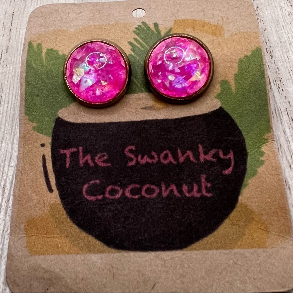 🍭6/$30 The Swanky Coconut Pink Glitter Post Stud Earrings